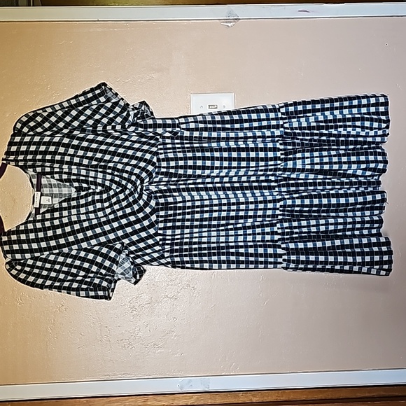 Ava & Viv- Blue and Black Plaid Short Sleeve Flutter Knee Length Dress- … - Picture 2 of 6